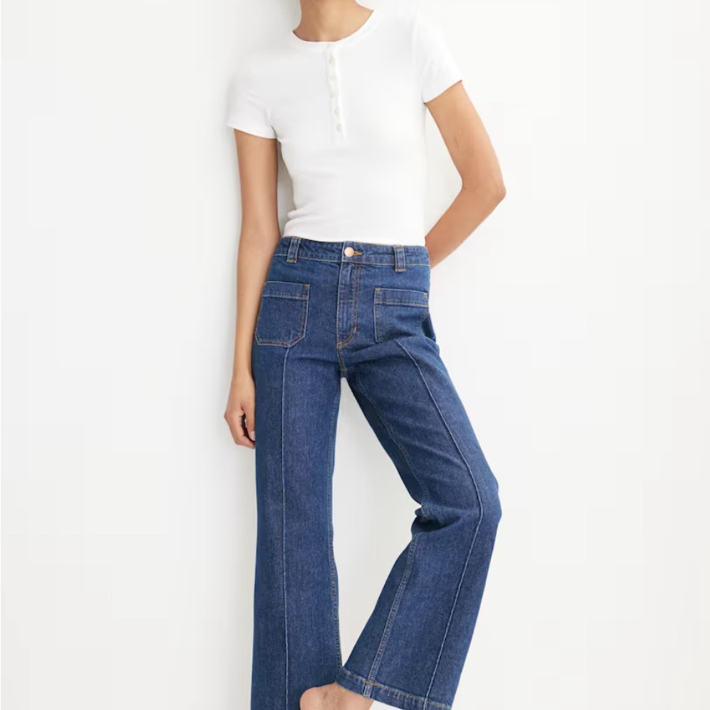 H&M Creased Denim Jeans in Classic Blue